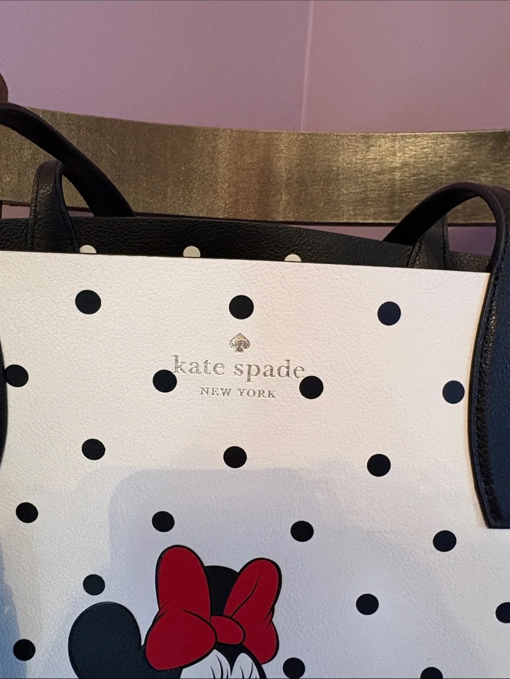 kate spade White, Black & Red Minnie Mouse Polka Dot Tote - Picture 3 of 7